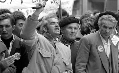 Manifestación de agricultores, vinculados a la COAG, en la calle de Bravo Murillo de Madrid, en 1979