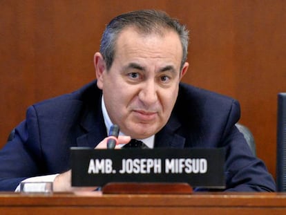 Joseph Mifsud, en una reunión de la Organización de los Estados Americanos, en la ciudad de Washington en 2014.