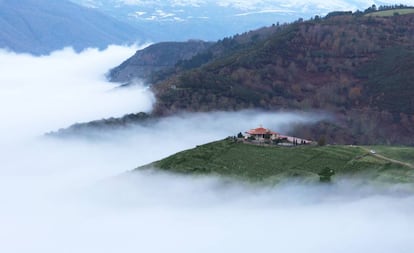 Vista de la bodega Regina Viarum, sobre el cañón del río Sil, en Sober (Lugo).