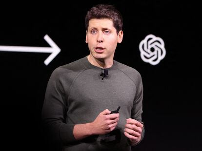 SAN FRANCISCO, CALIFORNIA - NOVEMBER 06: OpenAI CEO Sam Altman speaks during the OpenAI DevDay event on November 06, 2023 in San Francisco, California. Altman delivered the keynote address at the first-ever Open AI DevDay conference. Justin Sullivan/Getty Images/AFP (Photo by JUSTIN SULLIVAN / GETTY IMAGES NORTH AMERICA / Getty Images via AFP)