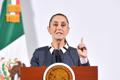 Claudia Sheinbaum durante la conferencia de prensa en Palacio Nacional, en Ciudad de México.