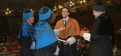 Ceremonia de investidura de licenciados y doctores celebrada esta mañana en la Universidad de Deusto.