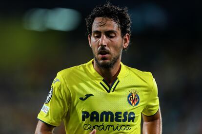 Daniel Parejo durante un partido de Champions entre el Villarreal y el Atalanta.