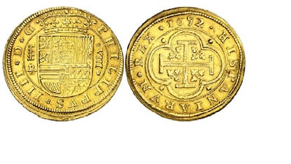 An eight-escudo coin from 1652, sold at auction in 2012 for €614,000.