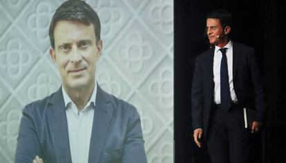 El candidato Manuel Valls, en la presentación de su libro en Barcelona.