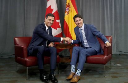 El president espanyol, Pedro Sánchez, i el primer ministre canadenc, Justin Trudeau.
