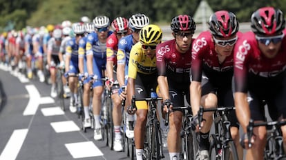 El pelotón durante la penúltima etapa del Tour de Francia.