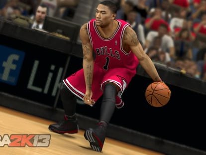 Derrick Rose, de los Chicago Bulls, en un lance del juego