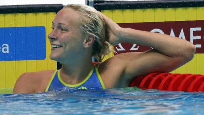 Sarah Sjöström al concluir la final de 50 libre.
