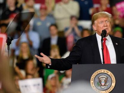 Donald Trump, ayer 10 de octubre durante un m&iacute;tin electoral en Pennsylvania.