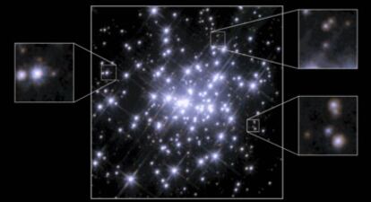 Cúmulo estelar NGC 3603, en el que hay una gran densidad de estrellas jóvenes y se ha observado el movimiento de algunos astros a los largo de 10 años.