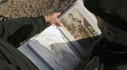 Book with photos of missing people  The former Major of my grandfather’s village shows him a book with photographs of people executed and missing during the Civil war. Many of them were unburied during his time as a Major. Here they talk about someone my grandfather used to know.