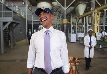 El presidente de EE UU, Barak Obama, ha visitado la empresa de alimentos Faffa Food en Etiopía, durante su visita oficial a África.