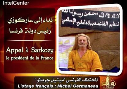 Michel Germaneau, de 78 años, en un vídeo difundido por Al Qaeda el 14 de mayo.