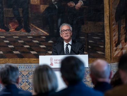 Juan José Millás, durante su intervención tras recibir el Premi de les Lletres.