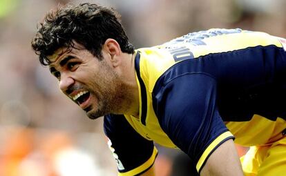Diego Costa, durante el partido contra el Valencia.