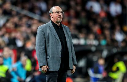 El entrenador del Celta, Rafa Benítez, durante los octavos de final de la Copa del Rey frente al Valencia.