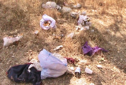 Basura sin recoger en la zona del Parque Fluvial del Turia