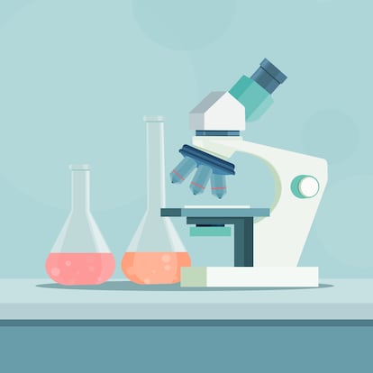 Health care illustration concept shows a microscope in the laboratory at the hospital.