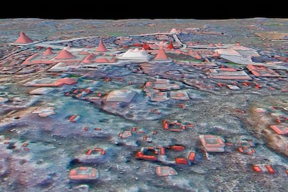 Imagen con tecnología lidar, fuera de la zona urbana de Tikal, Guatemala.