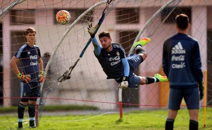 Entrenamiento de la selección sub20 de fútbol de Argentina. 