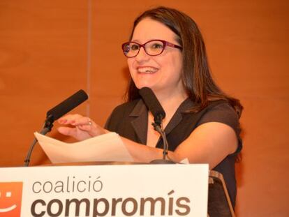 La candidata de Comprom&iacute;s a la presidencia de la Generalitat, M&oacute;nica Oltra, durante su intervenci&oacute;n.