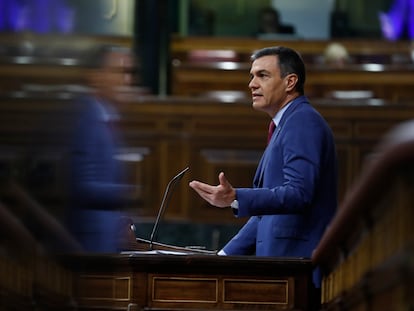 Pedro Sánchez, durante el debate sobre el estado de la nación, este miércoles en el Congreso.