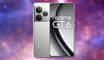 realme GT 6 con fondo espacial