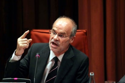 Castells durante su comparecencia en la comisión que investiga las posibles derivas políticas de la gestión del Palau de la Música