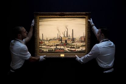 Sotheby's sacará a substa el 25 de marzo de 2014 un lote con 15 obras L.S. Lowry, perteneciente a la colección de A. J. Thompson. En la imagen 'A orillas del río' una de las obras del lote.