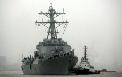 Barco de guerra de EE UU en abril en Shanghai.