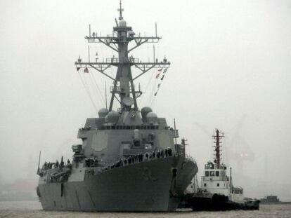 Barco de guerra de EE UU en abril en Shanghai.