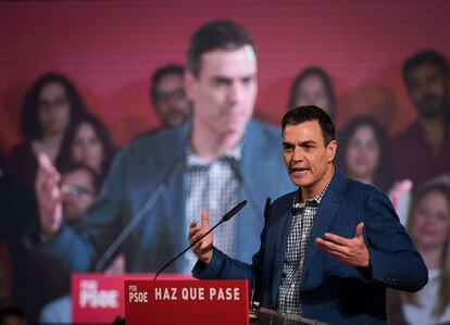 Pedro Sánchez, durante un acto electoral en Palma de Mallorca.