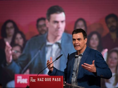 Pedro Sánchez, durante un acto electoral en Palma de Mallorca.