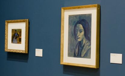 'La mujer del mechón', de Picasso, 1903; una de las obras del museo de Barcelona que está en Londres.