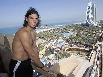 Rafael Nadal, en la terraza del hotel en el que se aloja en Dubai.
