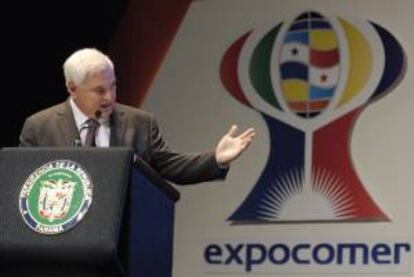 Imagen de archivo del presidente de Panamá, Ricardo Martinelli, durante un acto inaugural de la feria Expocomer, en Ciudad de Panamá (Panamá). EFE/Archivo