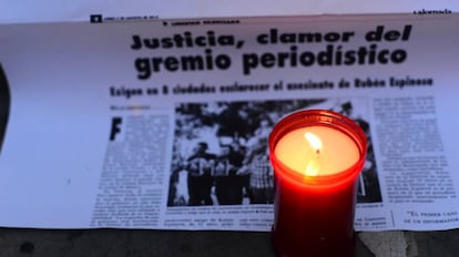 Protesta en México contra la violencia hacia la prensa.