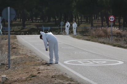 Agentes de la Guardia Civil trabajan en la zona donde se encontró el cuerpo de Esther López.