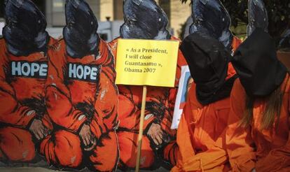 Activistas protestan en Bruselas.