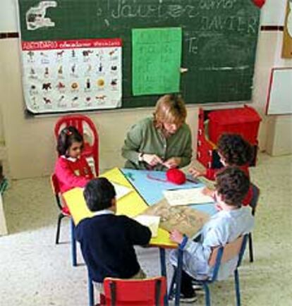 Un aula del colegio-cooperativa Antonio Gala, de Sevilla.