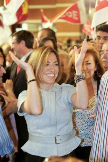 Carme Chacón, en el mitin de Tomelloso (Ciudad Real).