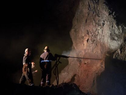 Mineros en el yacimiento de Santa Rosa, Tierga (Zaragoza)