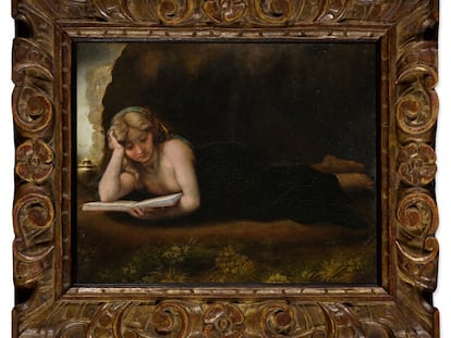 'La Maddalena leggente' con la atribución a Correggio.