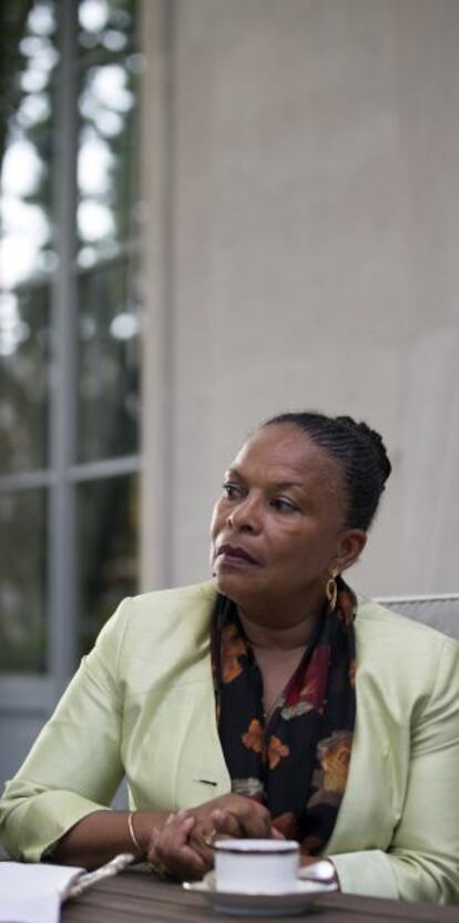 Christiane Taubira, ministra de Justicia de Francia, ayer en Madrid.