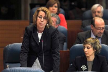 La portavoz del PSM en la Asamblea de Madrid, Maru Menéndez, durante una intervención en la Cámara.