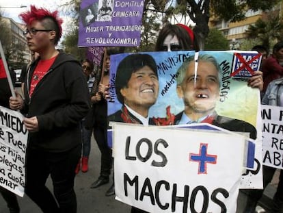 Protesta en La Paz contra el machismo.