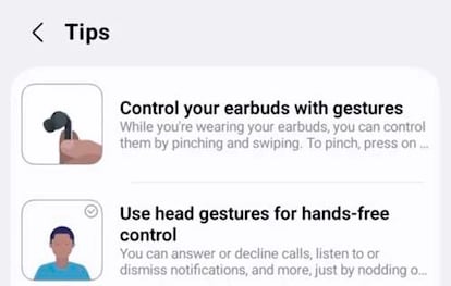 Opciones de los Samsung Galaxy Buds 4 Pro en su app