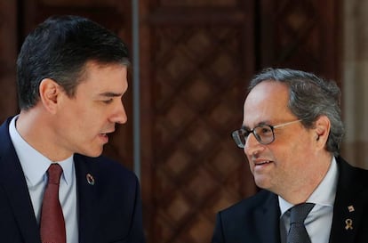 Pedro Sánchez y Quim Torra, este jueves en Barcelona.