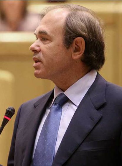Pío García-Escudero, durante su intervención en el Senado.